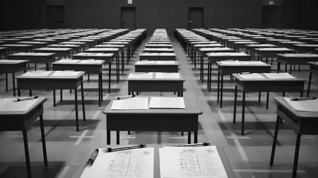 pngtree black and white photo of exam desks lined up across the image 2554778